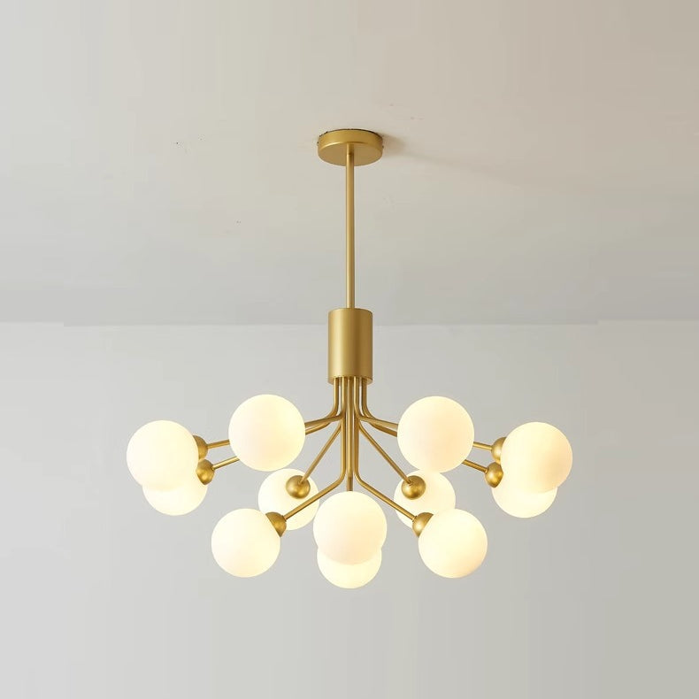 Modern Branching Globe Chandelier Nordic Gold 18-Light Pendant