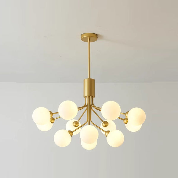 Modern Branching Globe Chandelier Nordic Gold 18-Light Pendant