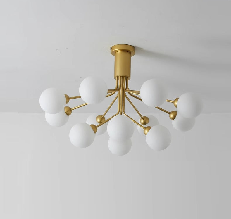 Modern Branching Globe Chandelier Nordic Gold 18-Light Pendant