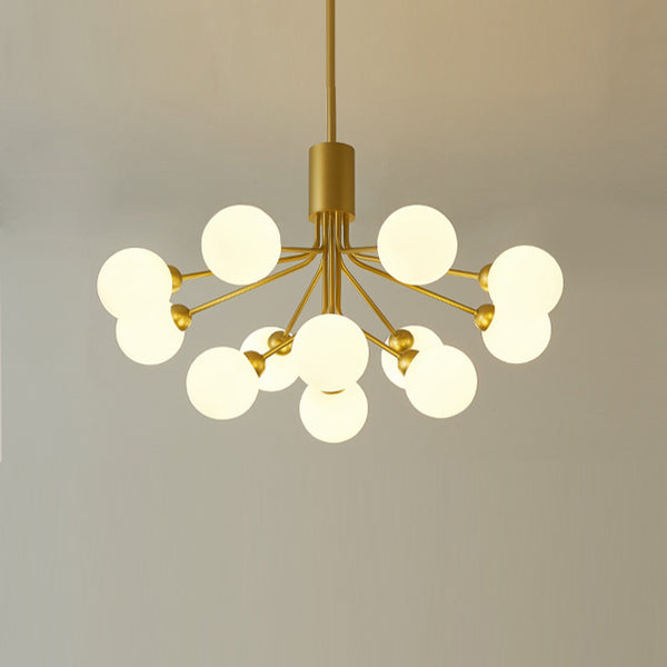 Modern Branching Globe Chandelier Nordic Gold 18-Light Pendant