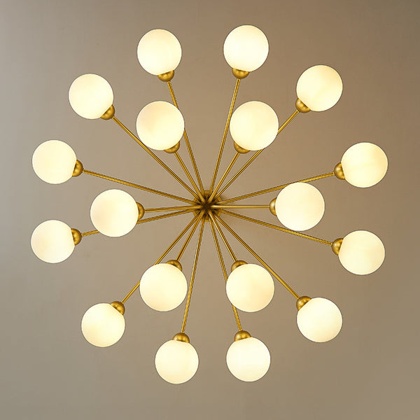 Modern Branching Globe Chandelier Nordic Gold 18-Light Pendant