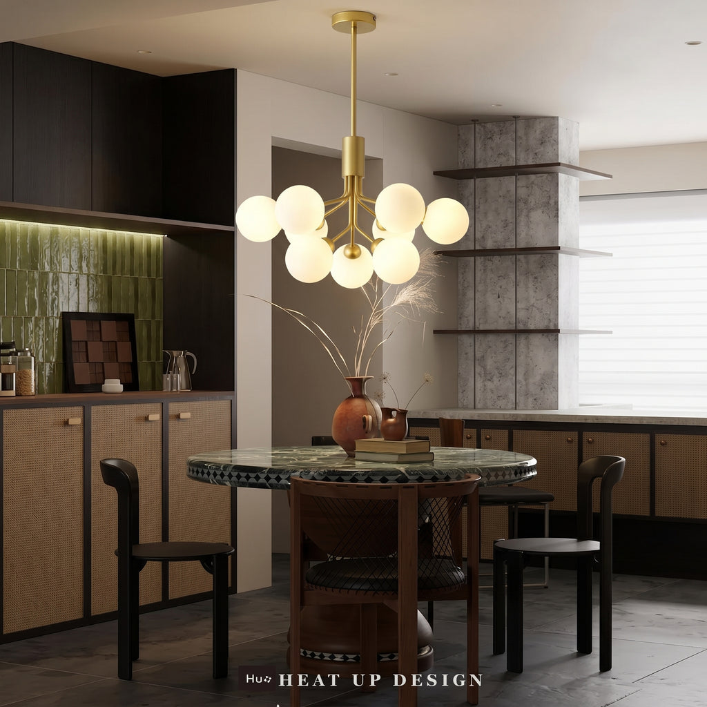Modern Branching Globe Chandelier Nordic Gold 18-Light Pendant