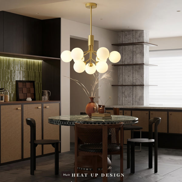 Modern Branching Globe Chandelier Nordic Gold 18-Light Pendant