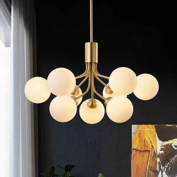 Modern Branching Globe Chandelier Nordic Gold 18-Light Pendant
