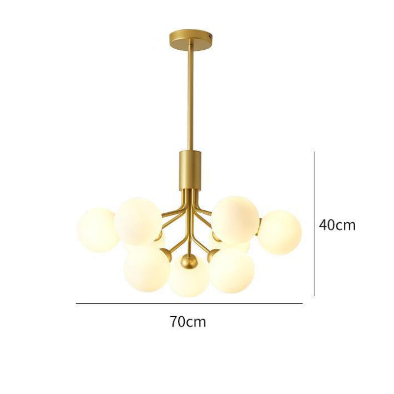 Modern Branching Globe Chandelier Nordic Gold 18-Light Pendant