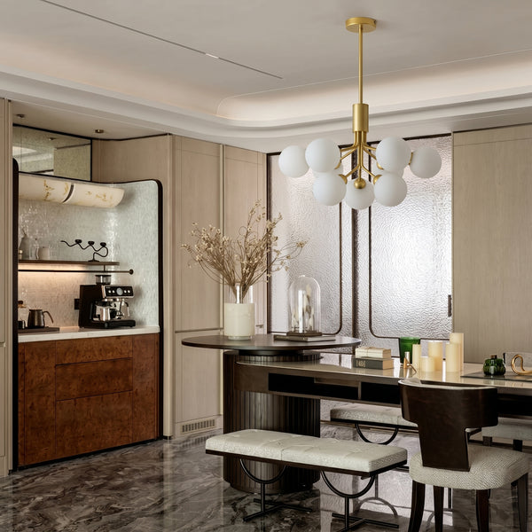 Modern Branching Globe Chandelier Nordic Gold 18-Light Pendant