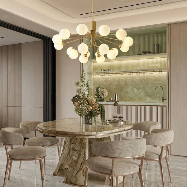 Modern Branching Globe Chandelier Nordic Gold 18-Light Pendant