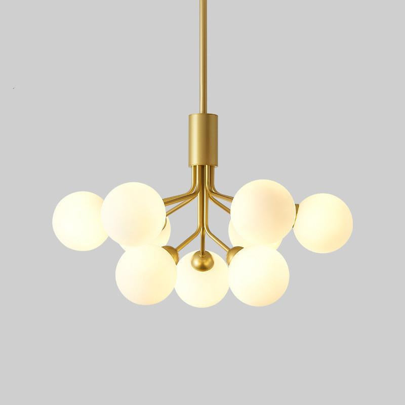 Modern Branching Globe Chandelier Nordic Gold 18-Light Pendant