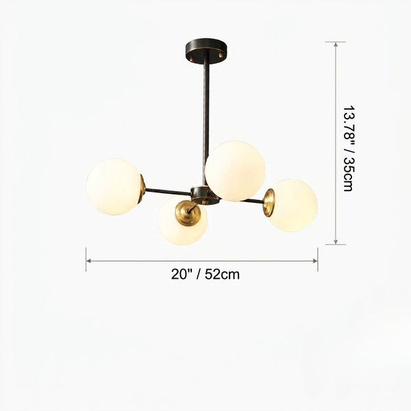 Modern Globe Chandelier Black & Brass Mid-Century Pendant Light