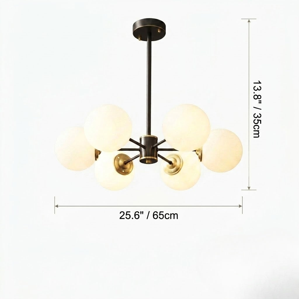 Modern Globe Chandelier Black & Brass Mid-Century Pendant Light