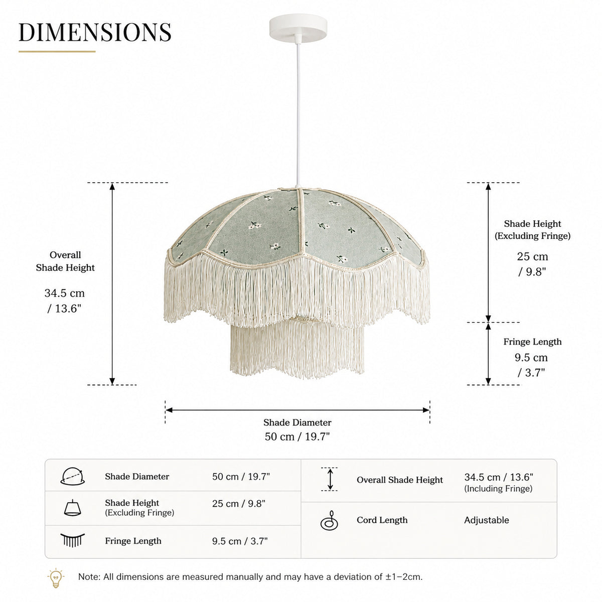 Vintage Floral Fabric Fringe Pendant Light Botanical Hanging Lamp