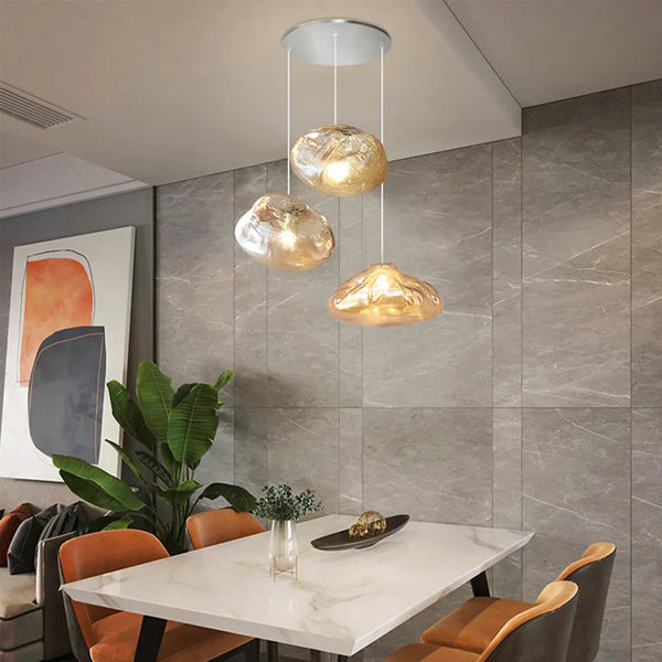 Glass Hanging Chandelier Large Loft Staircase Long Modern Ceiling Light