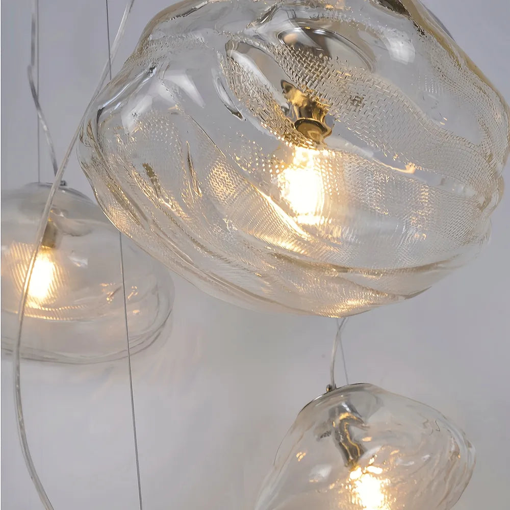 Glass Hanging Chandelier Large Loft Staircase Long Modern Ceiling Light