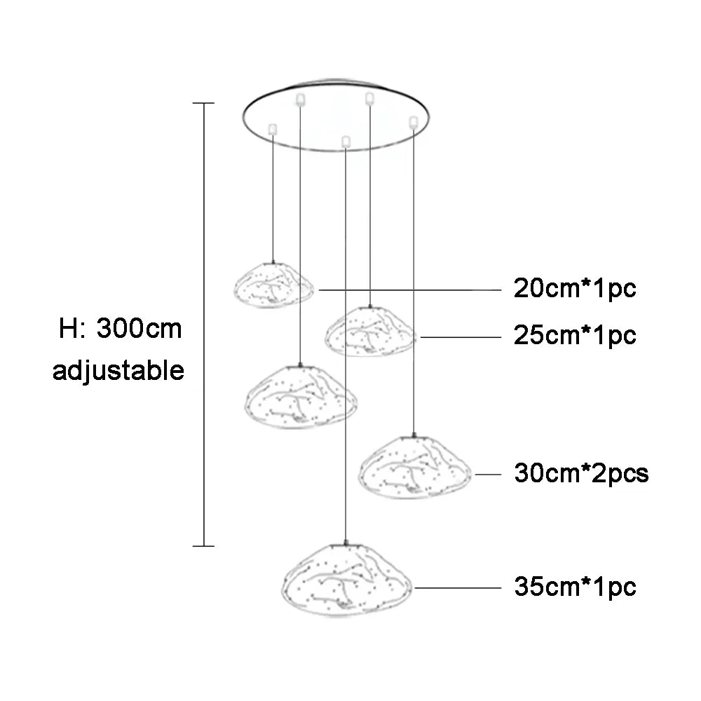 Glass Hanging Chandelier Large Loft Staircase Long Modern Ceiling Light