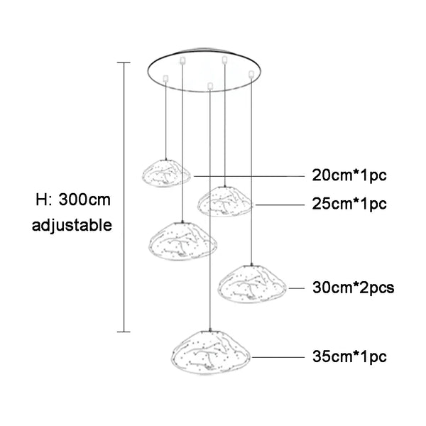 Glass Hanging Chandelier Large Loft Staircase Long Modern Ceiling Light