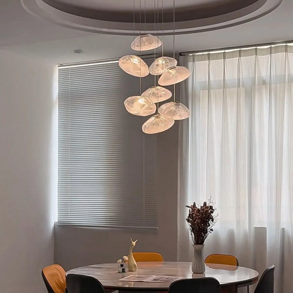 Glass Hanging Chandelier Large Loft Staircase Long Modern Ceiling Light