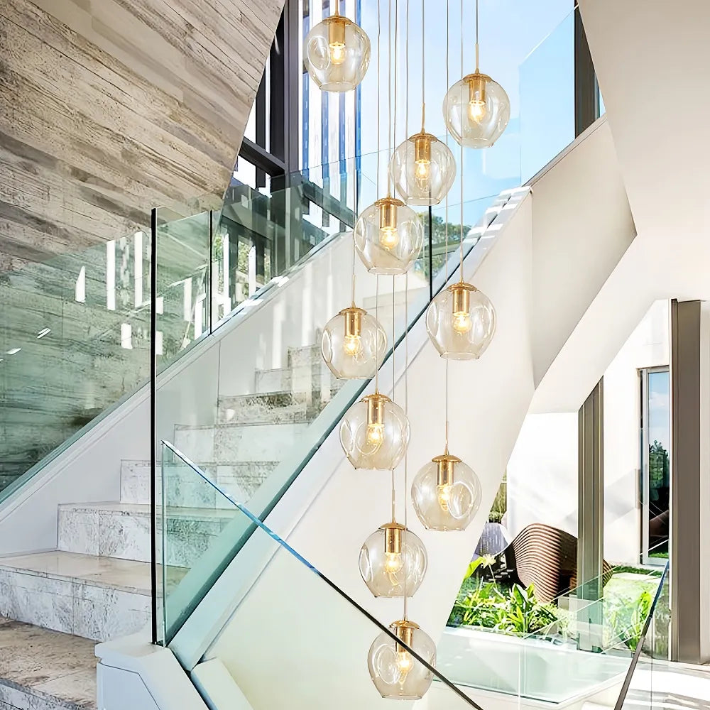Nordic Staircase Glass Meteor Pendant Light Duplex Villa Chandelier Main image