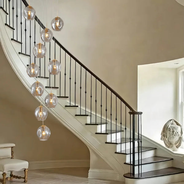 Nordic Staircase Glass Meteor Pendant Light Duplex Villa Chandelier