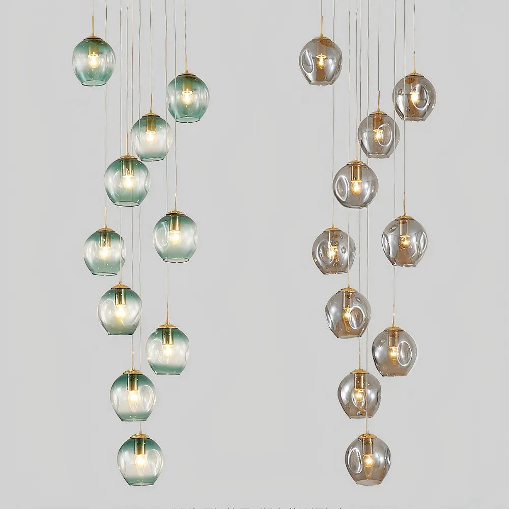 Nordic Staircase Glass Meteor Pendant Light Duplex Villa Chandelier