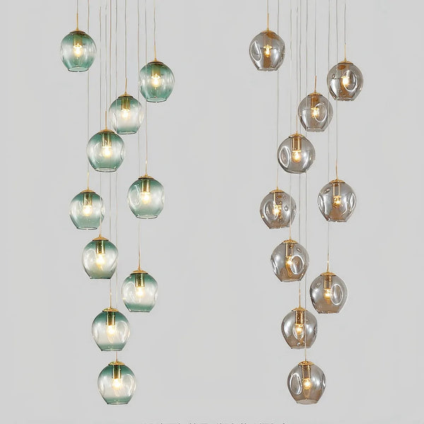Nordic Staircase Glass Meteor Pendant Light Duplex Villa Chandelier