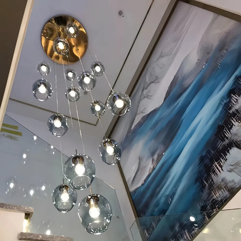 Nordic Staircase Glass Meteor Pendant Light Duplex Villa Chandelier
