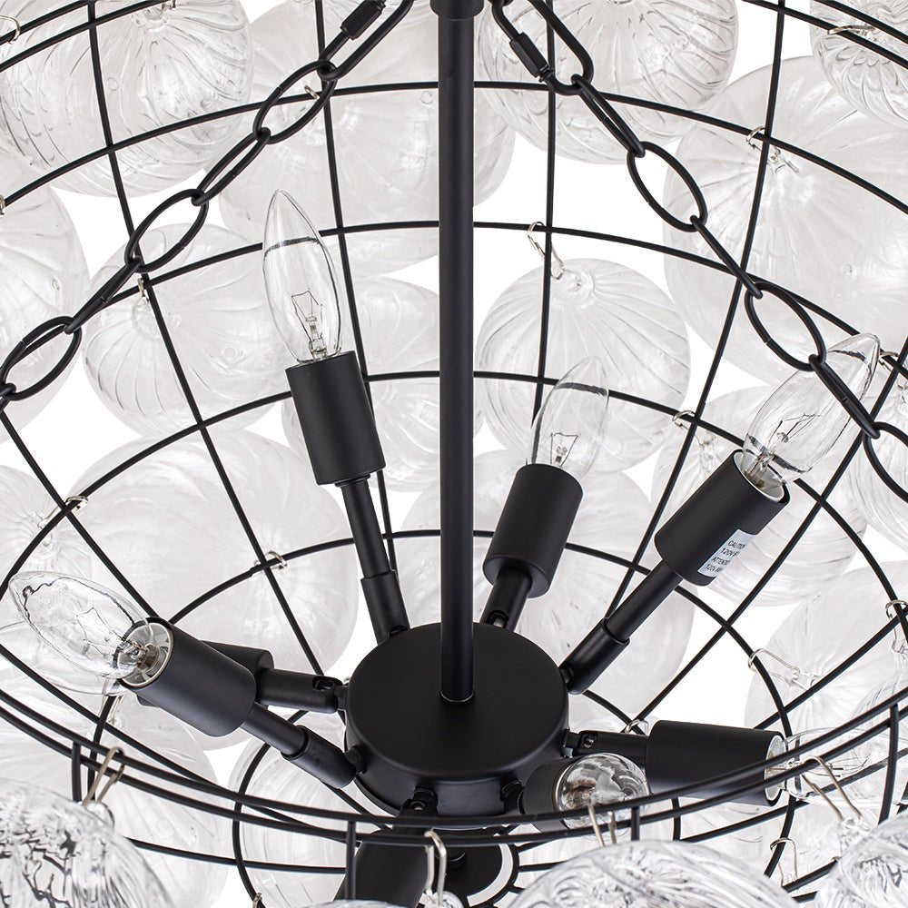 Modern Ribbed Glass Bubble Chandelier Clustered Globe Light