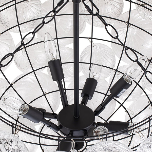 Modern Ribbed Glass Bubble Chandelier Clustered Globe Light