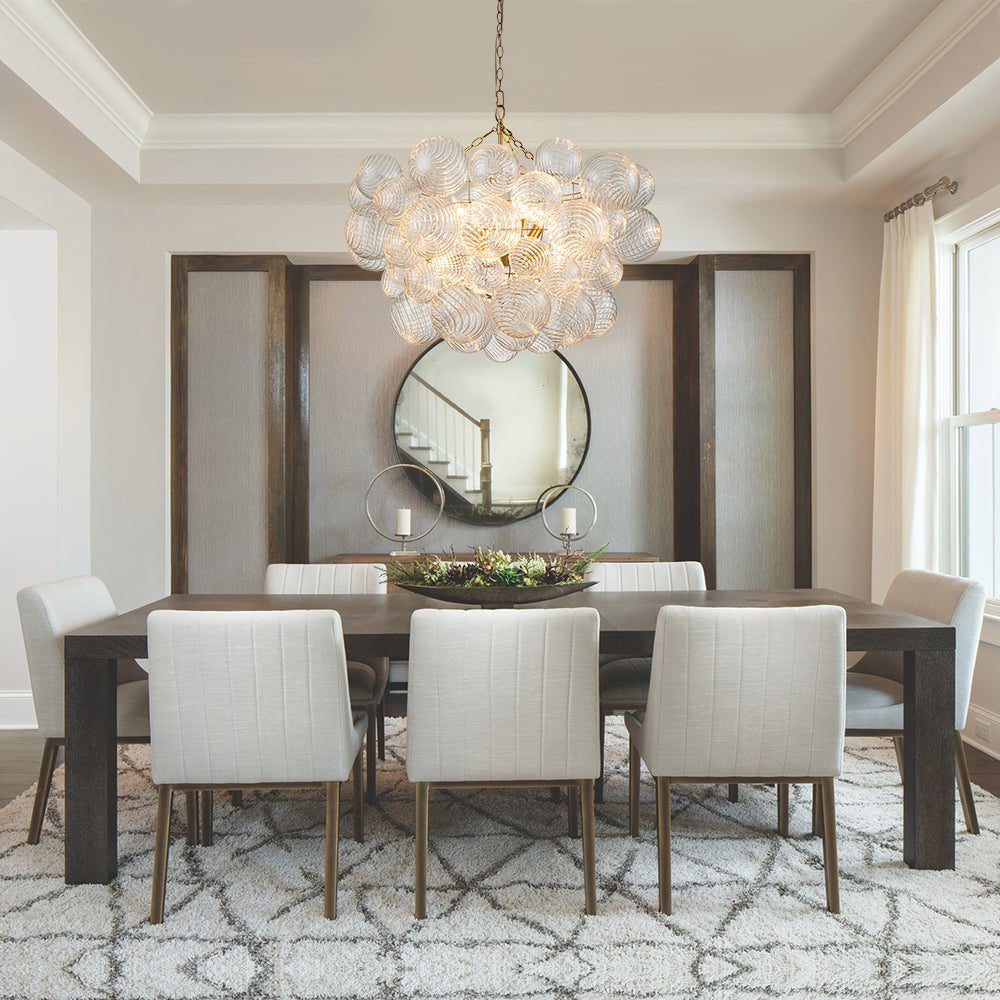 Modern Ribbed Glass Bubble Chandelier Clustered Globe Light