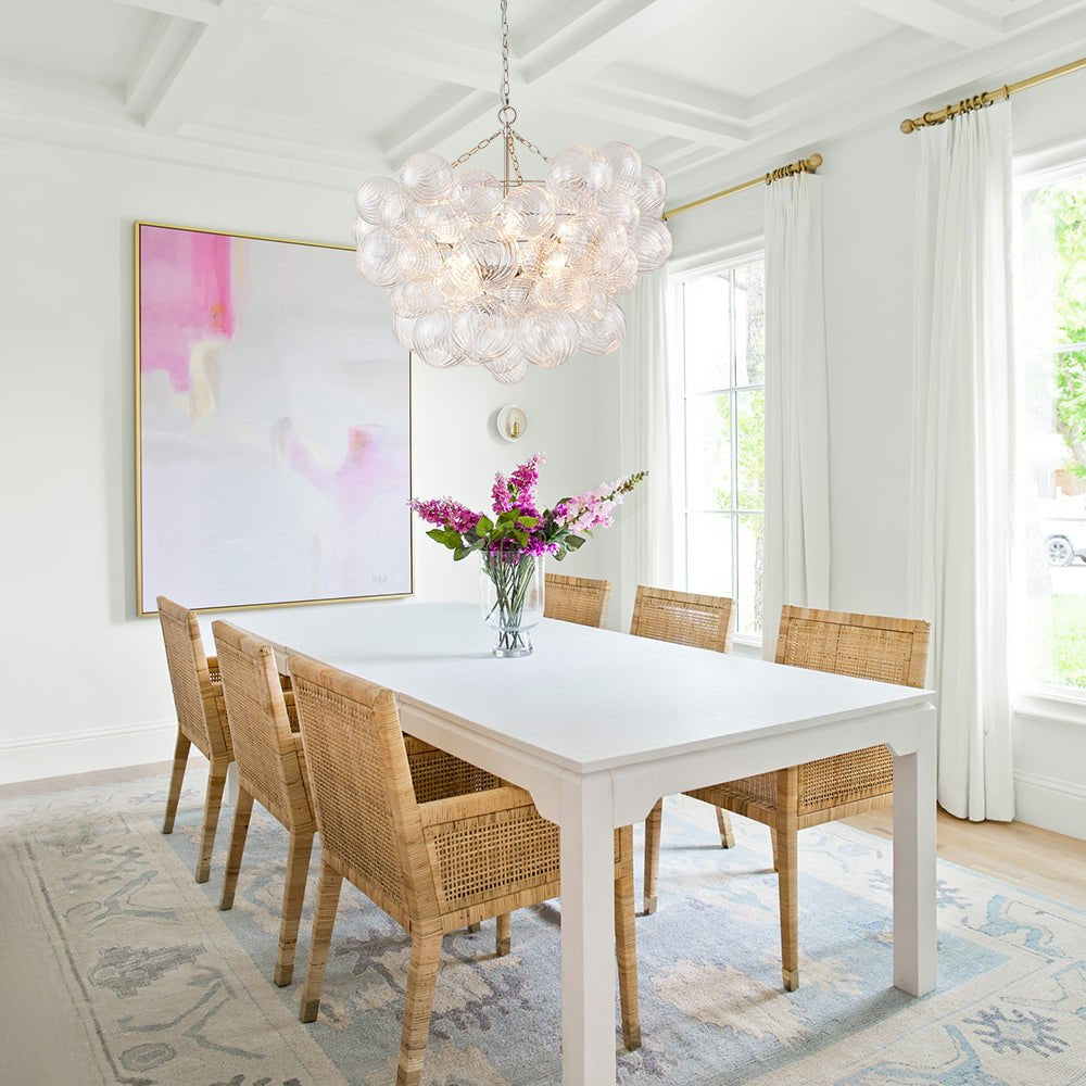 Modern Ribbed Glass Bubble Chandelier Clustered Globe Light