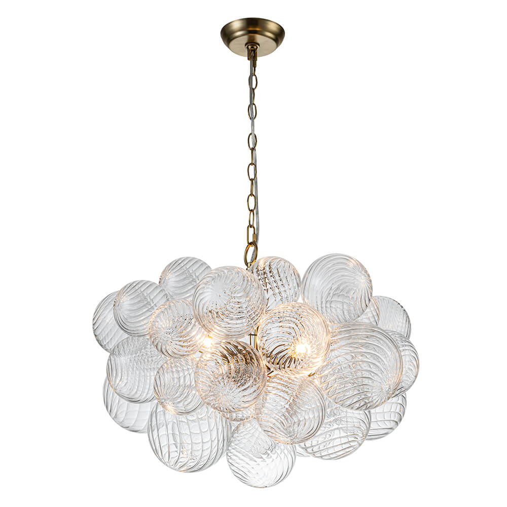 Modern Ribbed Glass Bubble Chandelier Clustered Globe Light