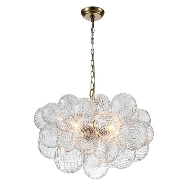 Modern Ribbed Glass Bubble Chandelier Clustered Globe Light