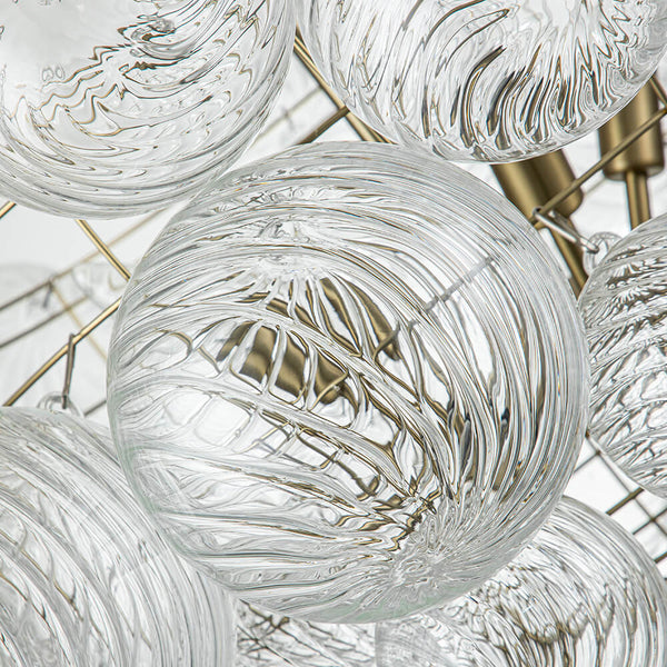 Modern Ribbed Glass Bubble Chandelier Clustered Globe Light
