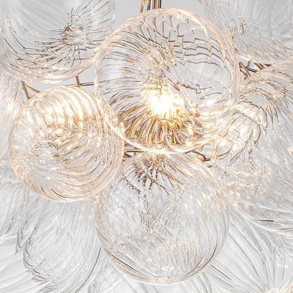 Modern Ribbed Glass Bubble Chandelier Clustered Globe Light