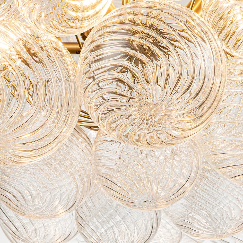 Modern Ribbed Glass Bubble Chandelier Clustered Globe Light