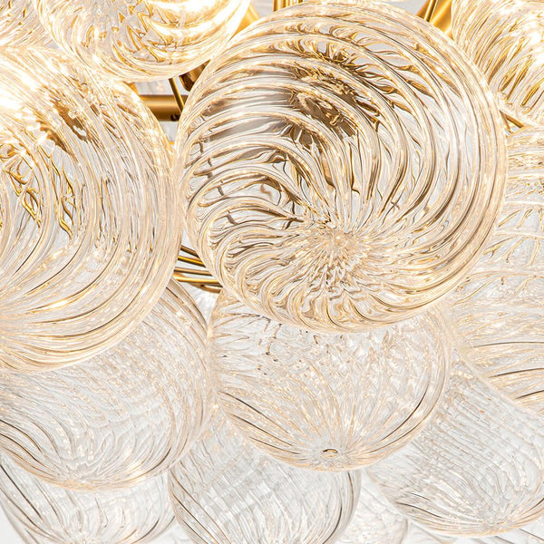 Modern Ribbed Glass Bubble Chandelier Clustered Globe Light