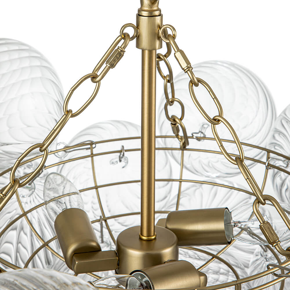 Modern Ribbed Glass Bubble Chandelier Clustered Globe Light