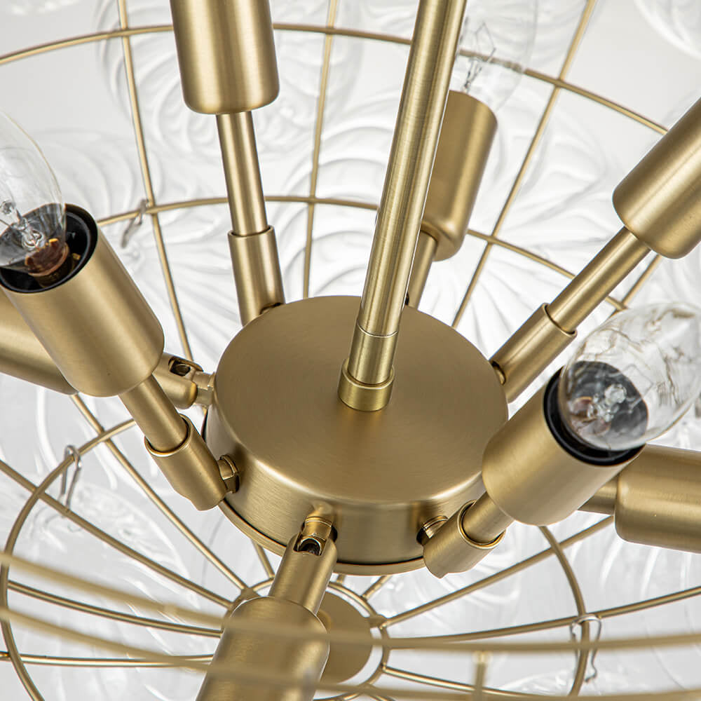 Modern Ribbed Glass Bubble Chandelier Clustered Globe Light