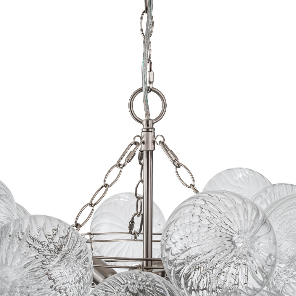 Modern Ribbed Glass Bubble Chandelier Clustered Globe Light