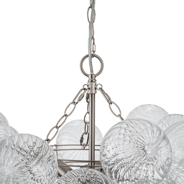 Modern Ribbed Glass Bubble Chandelier Clustered Globe Light