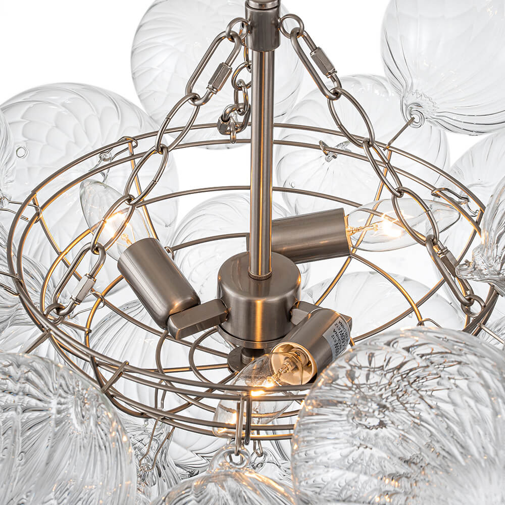 Modern Ribbed Glass Bubble Chandelier Clustered Globe Light