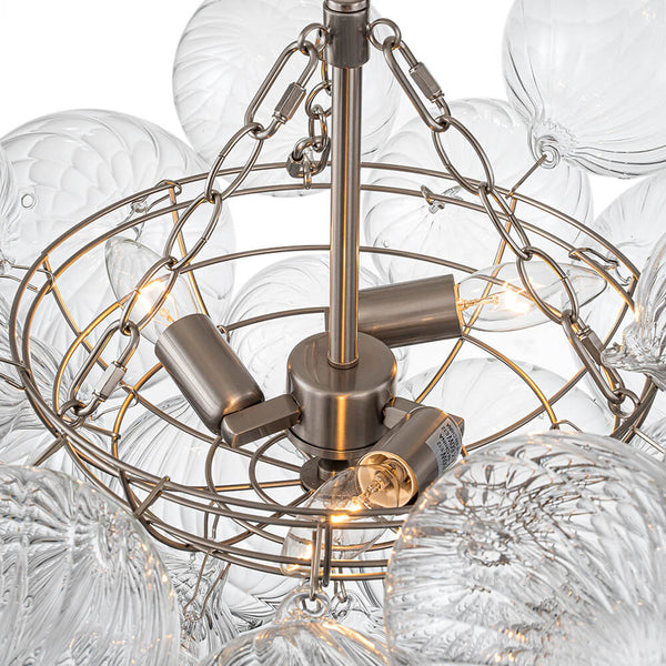 Modern Ribbed Glass Bubble Chandelier Clustered Globe Light