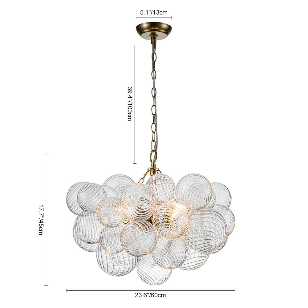 Modern Ribbed Glass Bubble Chandelier Clustered Globe Light