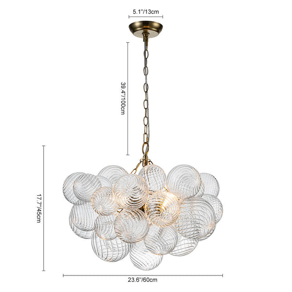 Modern Ribbed Glass Bubble Chandelier Clustered Globe Light
