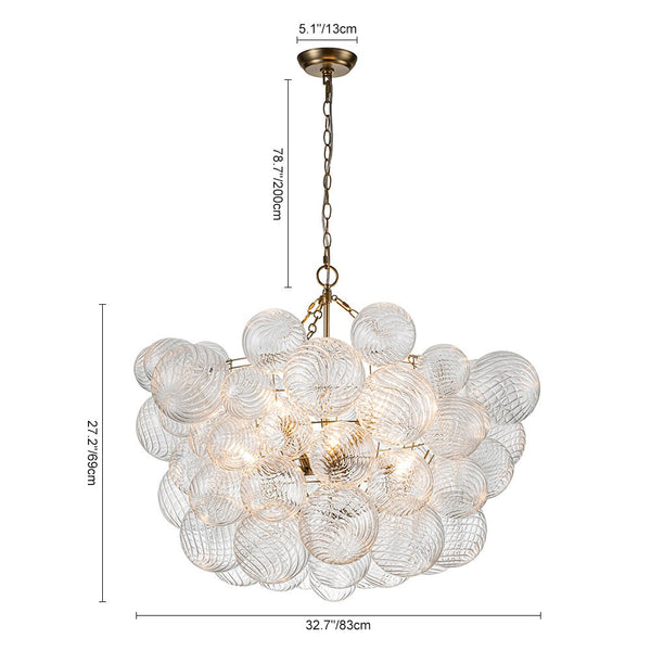 Modern Ribbed Glass Bubble Chandelier Clustered Globe Light