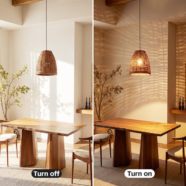 Wabi-Sabi Vintage Basket Weave Pendant Dining Room Rattan Lamp