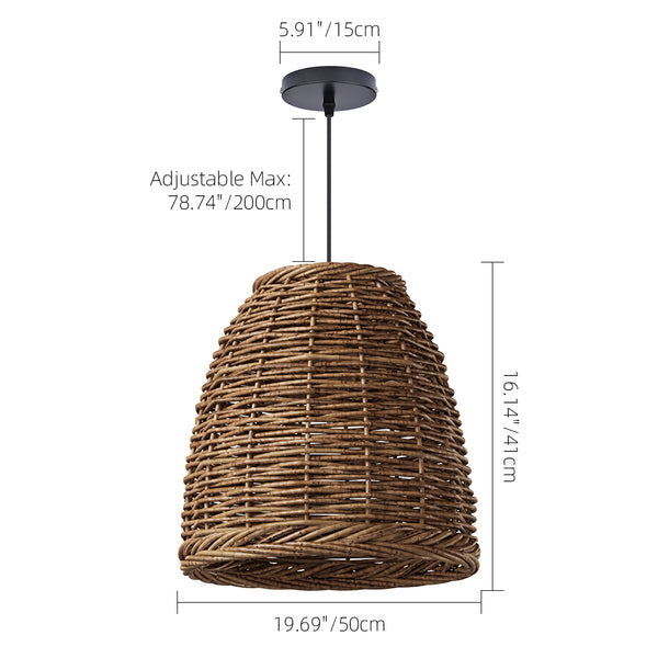Wabi-Sabi Vintage Basket Weave Pendant Dining Room Rattan Lamp