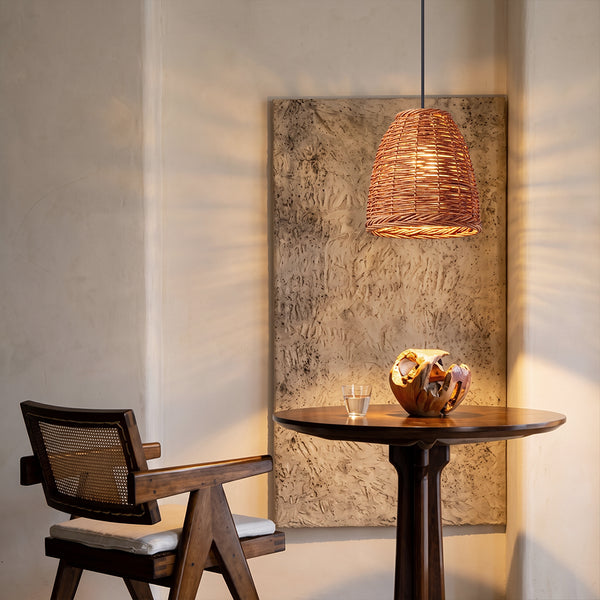 Wabi-Sabi Vintage Basket Weave Pendant Dining Room Rattan Lamp