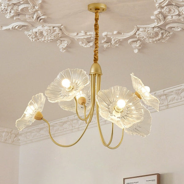 Modern Lotus Leaf Glass Living Room Chandelier Petal Glass Lamp
