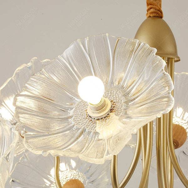 Modern Lotus Leaf Glass Living Room Chandelier Petal Glass Lamp