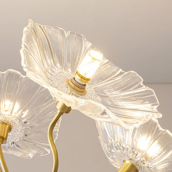 Modern Lotus Leaf Glass Living Room Chandelier Petal Glass Lamp